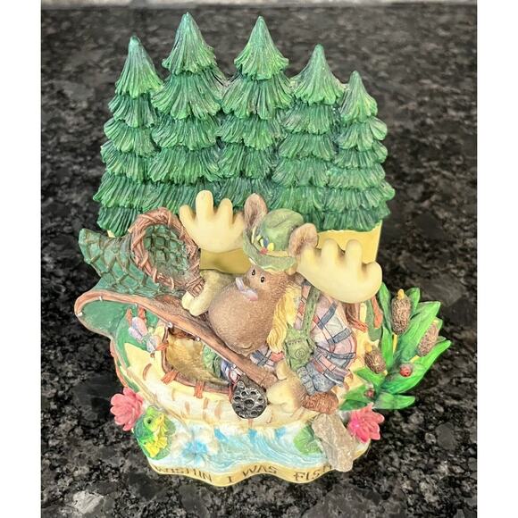 Enesco Moose Creek Crossing Letter Holder 2001 Paper Fishing Angler Napkin - Picture 3 of 8